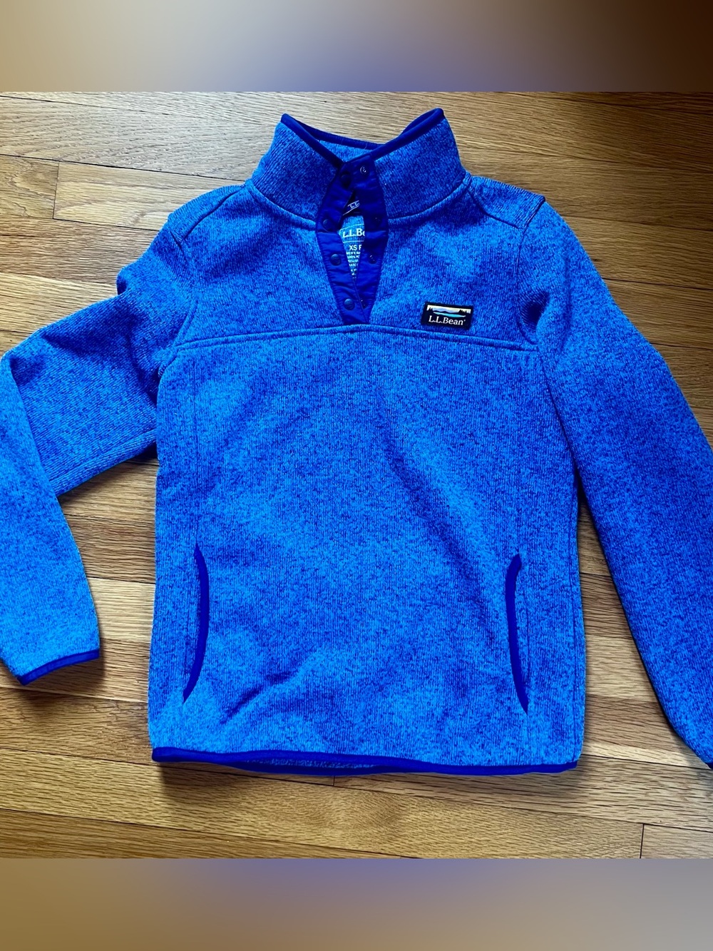 LL Bean Snap Fitted Cornflower Blue Pullover